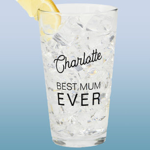 Best Mum Ever Personalized Name Glass