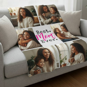 Best Mum Ever Photo Collage Birthday Mother's Day Fleece Blanket
