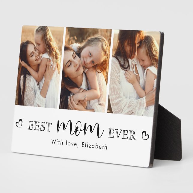 Best Mum Ever Photo Collage Cute Trendy  Plaque (Side)