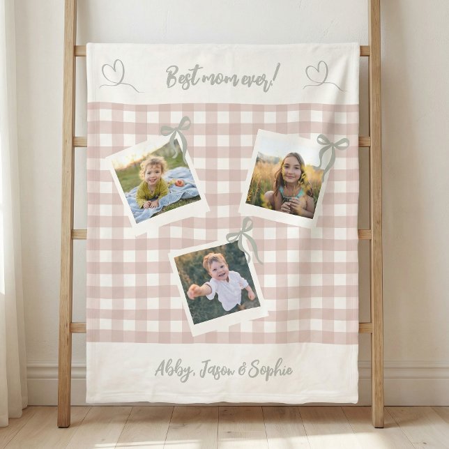 Best Mum Ever Photo Collage Fleece Blanket (Creator Uploaded)