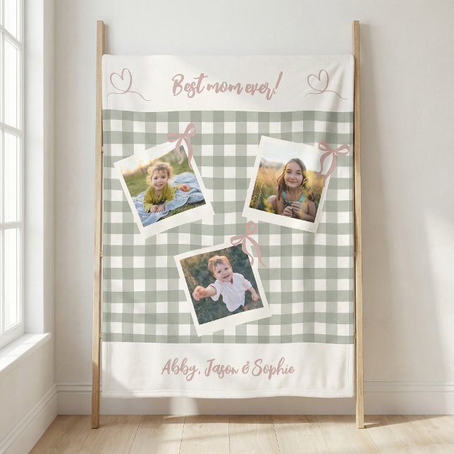 Best Mum Ever Photo Collage Fleece Blanket (Creator Uploaded)