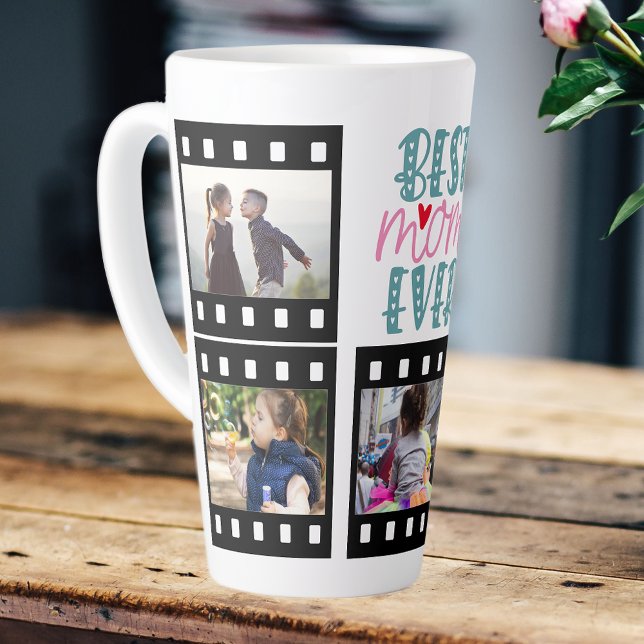Best Mum Ever Photo Collage Latte Mug (Best Mom ever mother's day or birthday mug )