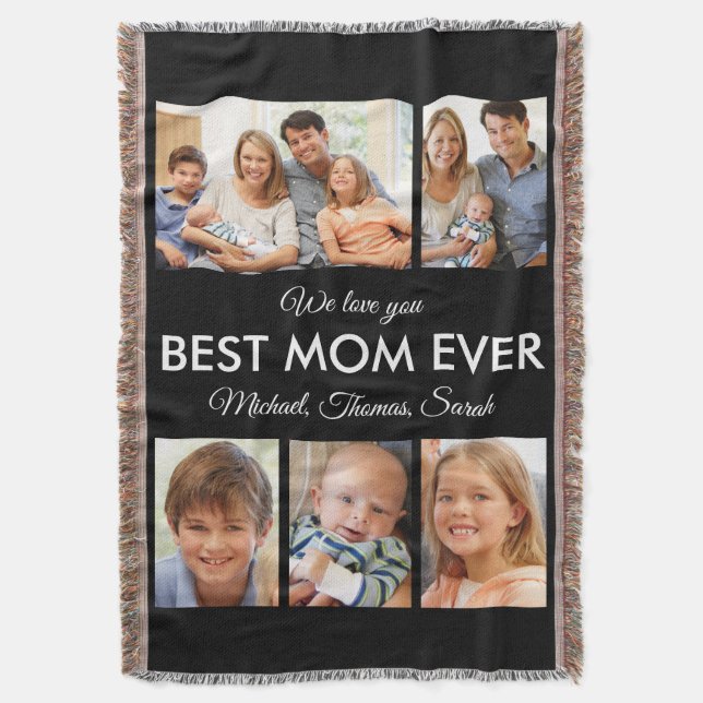 Best Mum Ever Photo Collage Mothers Day Throw Blanket (Front Vertical)
