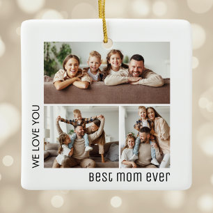 Best Mum Ever Photo Collage Mother's Day White Ceramic Ornament