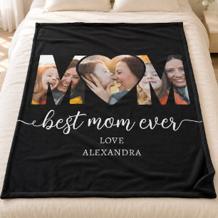 Best Mum Ever Photo Collage Mothers Gift Fleece Blanket