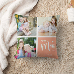 Best Mum Ever Photo Collage Peach Cushion