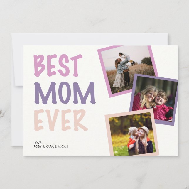 Best Mum Ever Photo Collage Personalised Pastel Holiday Card (Front)