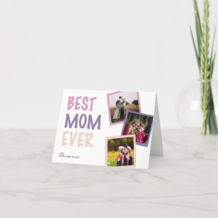 Best Mum Ever Photo Collage Personalised Pastel Holiday Card