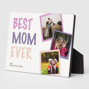 Best Mum Ever Photo Collage Personalised Pastel Plaque