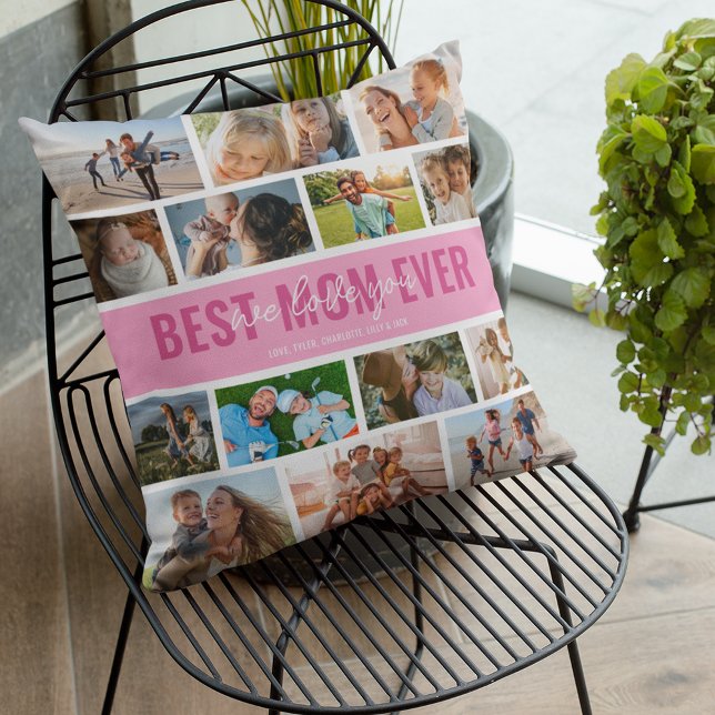 Best Mum Ever Photo Collage Pink Cushion (Creator Uploaded)