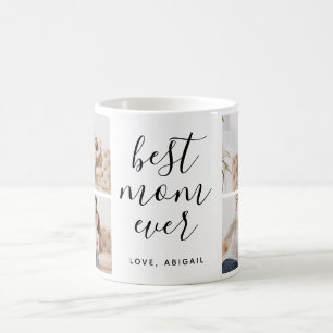 Best Mum Ever Photo Collage with Pretty Script Coffee Mug