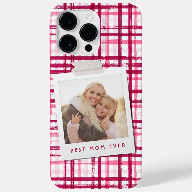 Best Mum Ever Photo Cute Modern Red Pink Pattern Case-Mate iPhone Case (Back)