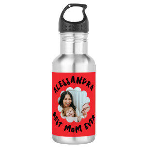 Best mum ever photo floral monogram wildflower  532 ml water bottle