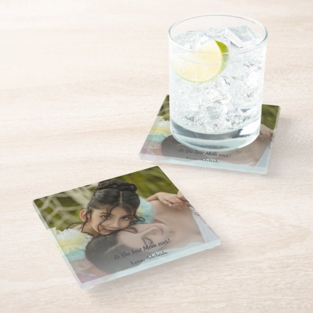 Best Mum Ever Photo Glass Coaster (Angled)