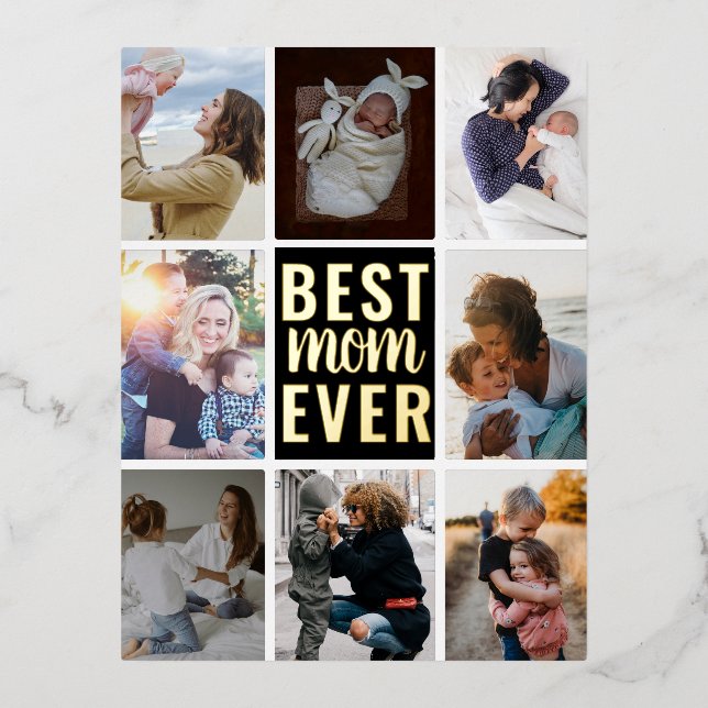 Best Mum Ever Photo Gold Foil Foil Holiday Postcard (Front)
