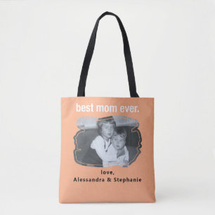 Best mum ever photo keepsake names custom peach  tote bag
