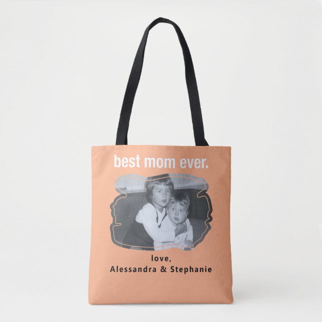 Best mum ever photo keepsake names custom peach  tote bag (Front)