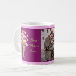 Best mum ever photo & modern flowers Mother’s Day  Coffee Mug