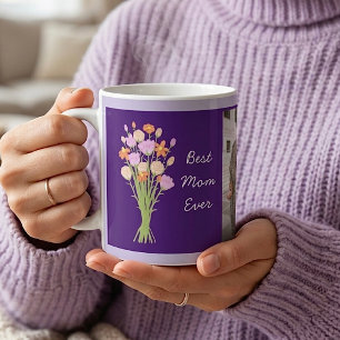 Best mum ever photo & modern flowers Mother’s Day  Coffee Mug