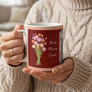Best mum ever photo & modern flowers Mother’s Day Coffee Mug
