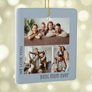 Best Mum Ever Photo Mother's Day Dusty Blue Ceramic Ornament