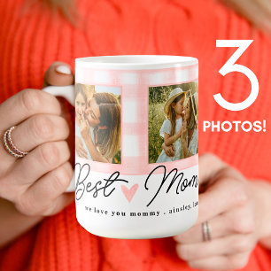 Best Mum Ever Photo Mothers Day Gingham Heart Cute Coffee Mug