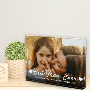 Best Mum Ever Photo Mother's Day Hearts Script Block