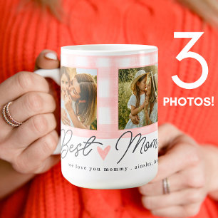 Best Mum Ever Photo Mothers Gingham Cute Script Coffee Mug
