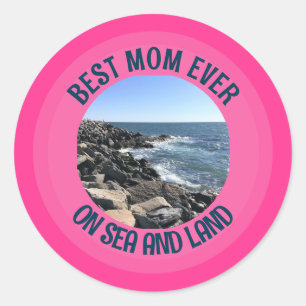 Best Mum Ever Photo of Atlantic Ocean Pink Classic Round Sticker