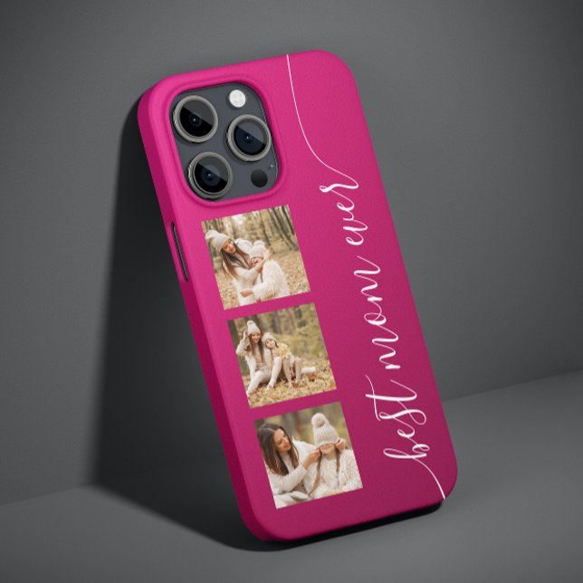 Best Mum Ever Photo Picture  Elegant Script Pink Case-Mate iPhone Case (Creator Uploaded)