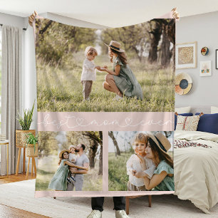 Best Mum Ever Photo Pink Fleece Blanket