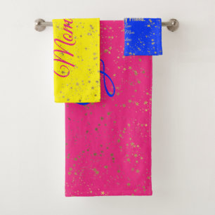 Best Mum Ever Pink Blue others Day Template Bath Towel Set