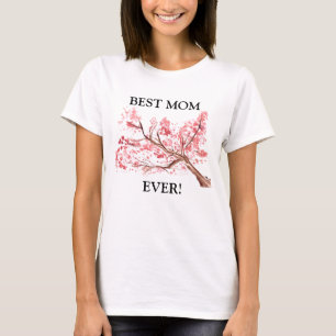 Best Mum Ever Pink cherry blossom watercolor T-Shirt