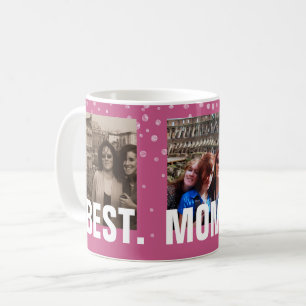 Best Mum Ever Pink Dots Custom 5 Photo Collage Coffee Mug