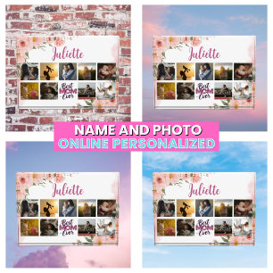 Best Mum Ever Pink Floral Elegant Keepsake Photo Block