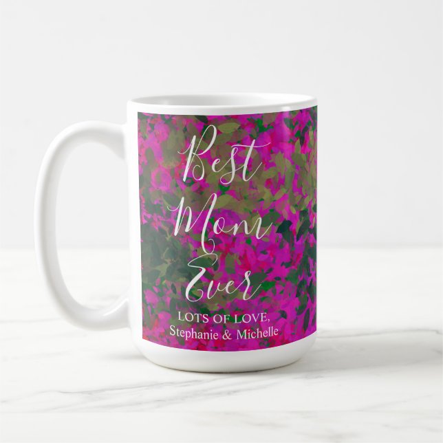 Best Mum Ever Pink Garden Floral Hand Painted Coffee Mug (Left)