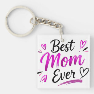 Best Mum Ever Pink Heart Key Ring
