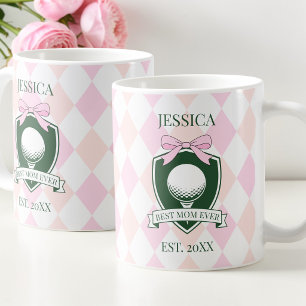 Best Mum Ever Pink Modern Lady Golfer Mother's Day Coffee Mug