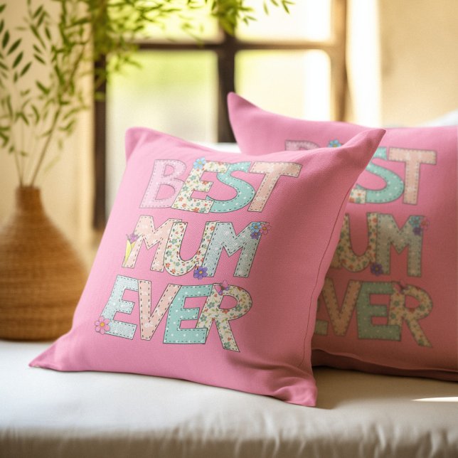 Best Mum Ever Pink Mothers Day Cushion (Creator Uploaded)