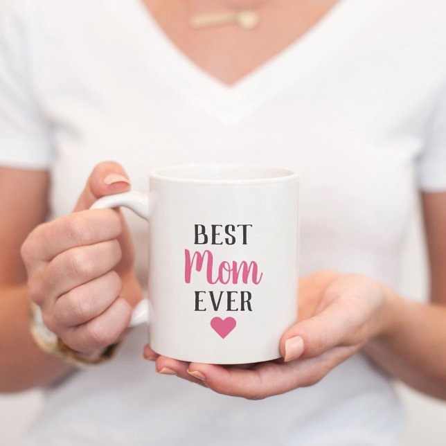 Best Mum Ever Pink Script Heart Coffee Mug (Creator Uploaded)