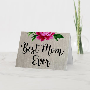 Best Mum Ever Pink Watercolor Flower Poster Foil Greeting Card
