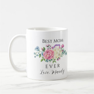 Best Mum Ever Pink & White Floral  Coffee Mug