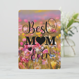 Best Mum Ever Pink Wild Flowers Field 2025 Holiday Card