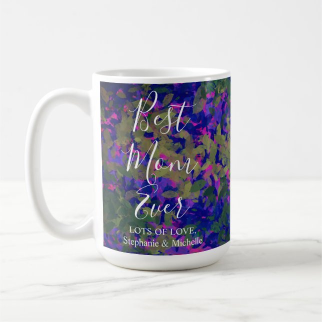 Best Mum Ever Purple Blue Garden Floral Coffee Mug (Left)