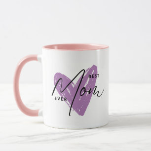 Best Mum Ever Purple Heart Script Cute Message  Mug