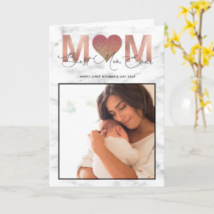 Best Mum Ever Quote Mother's Day 2 Photo Rose Gold Card