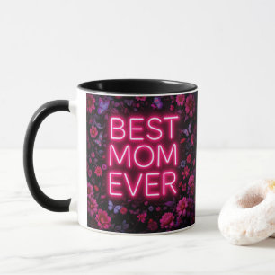 Best Mum Ever Quote Pink Flowers and Butterflies  Mug