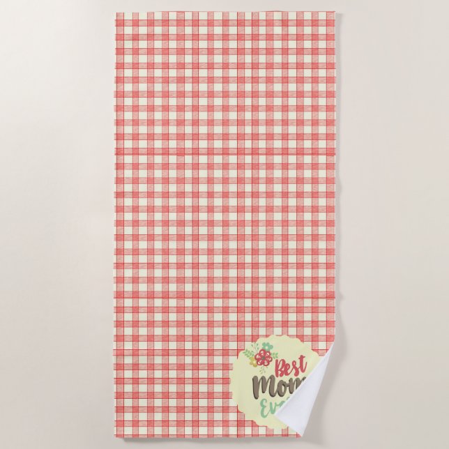 "Best Mum Ever" Red Gingham Towel Set options (Front)