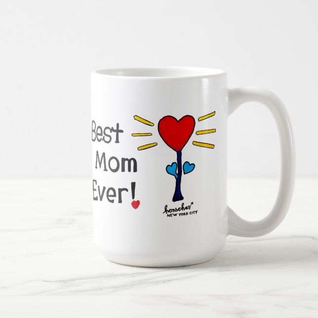 "Best Mum Ever" Red HeartFlower Mug (Right)
