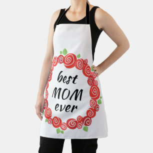 Best mum ever red roses wreath spring apron